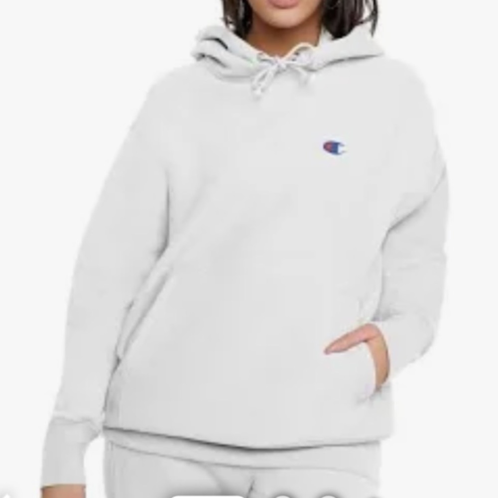 Champion reverse weave- pure white hoodie- men’s medium size